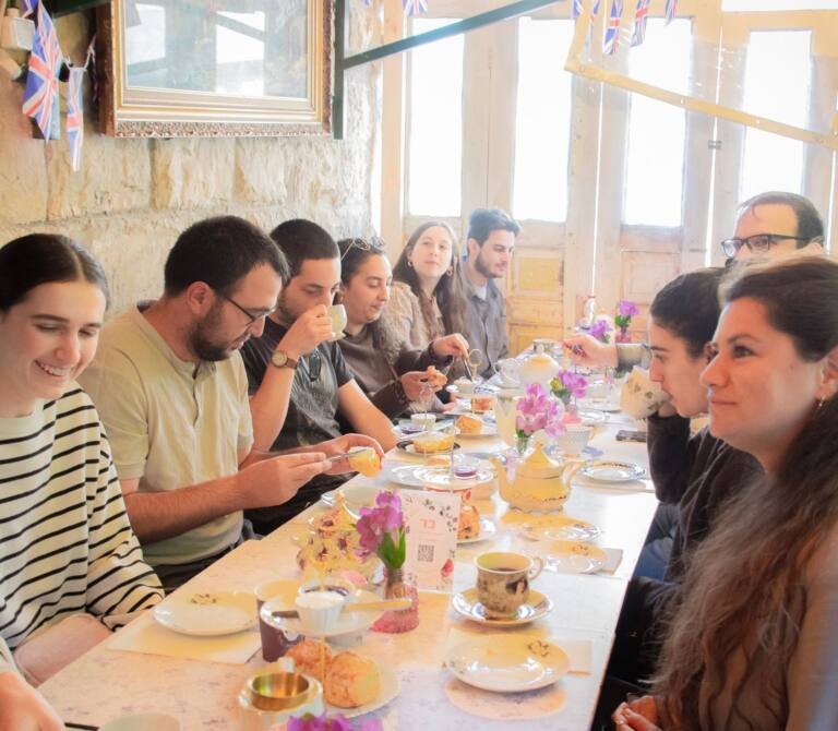A long table set for a tasting stop