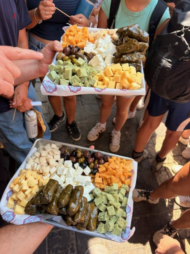 A mezze platter shared on a food tour