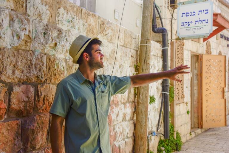 A narrow stone lane past a neighborhood synagogue in Jerusalem