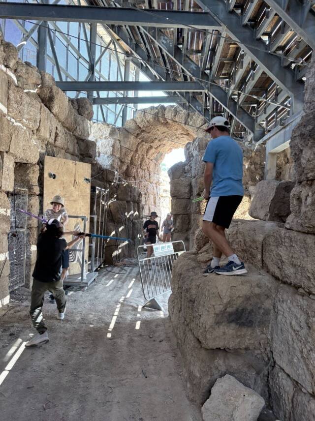 Behind the Beit Guvrin Theatre, light saber battle