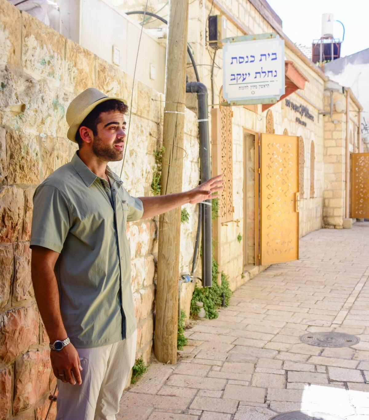 Yona Shemesh in a Haredi neighborhood street in Jerusalem