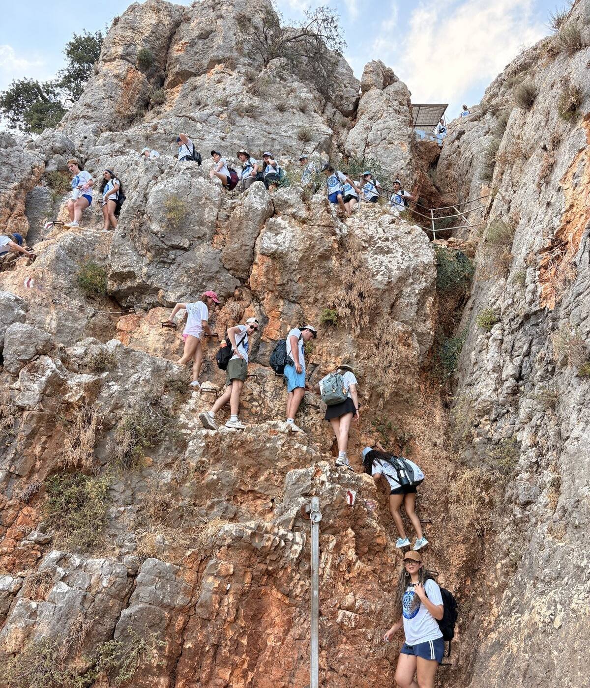 Climbers on the cliff path at Masada