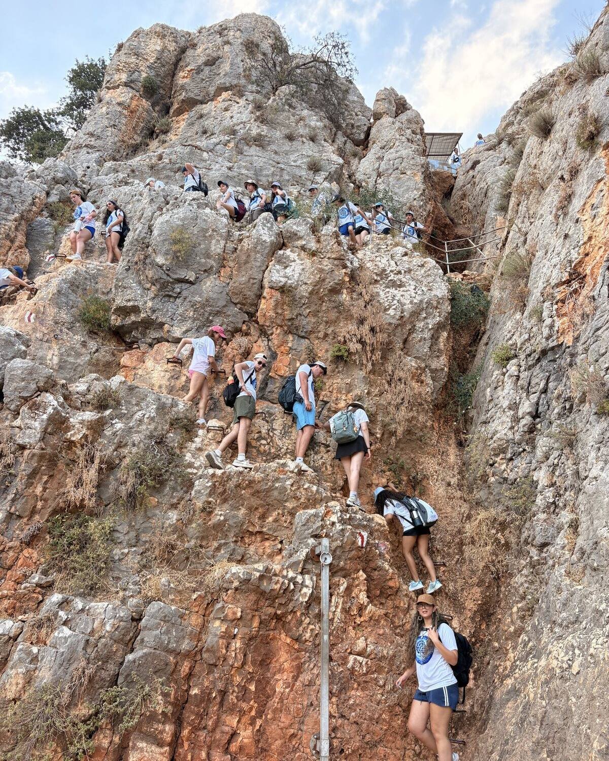 Climbers on the cliff path at Masada